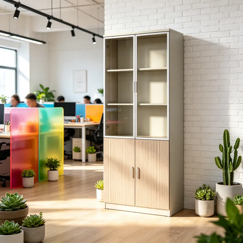 Panel‑Type Sliding‑Door Document Cabinet, Space‑Saving Office Storage Cabinet