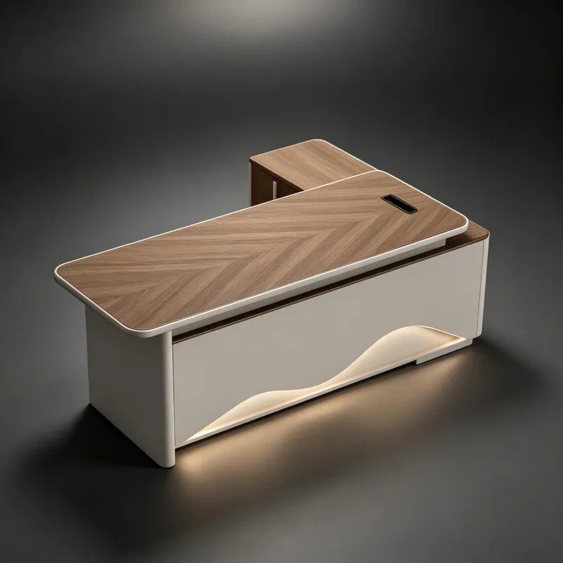 Modern Luxury Executive Desk with USB Charging and Ambient Light