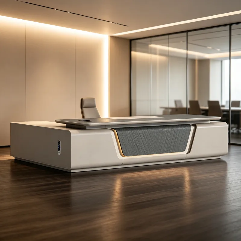 Stellar Series Modern Luxury Executive Desk with Side Cabinet